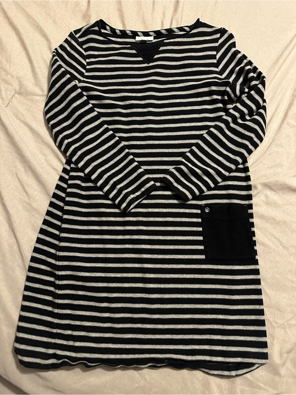 J. Jill Black and White Striped Crewneck Sweater